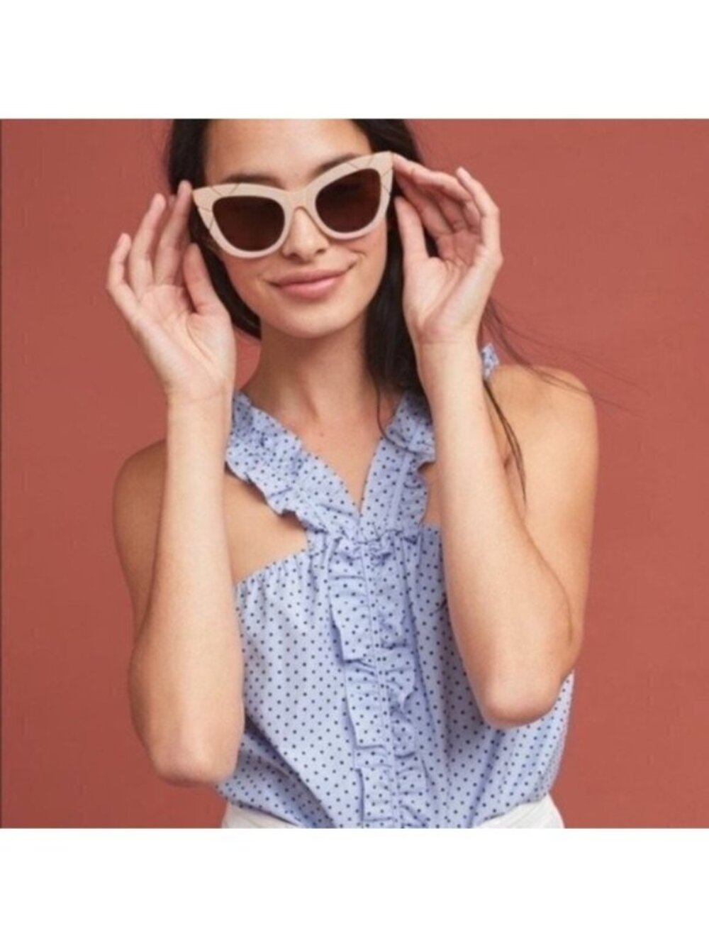 Anthropologie NWT Waverly Grey Berlin Polka Dot Top Size Small Petite MSRP $110